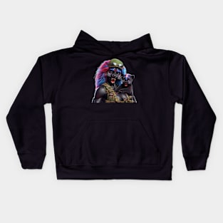 Woman Warrior Panther with Cub by focusln Kids Hoodie